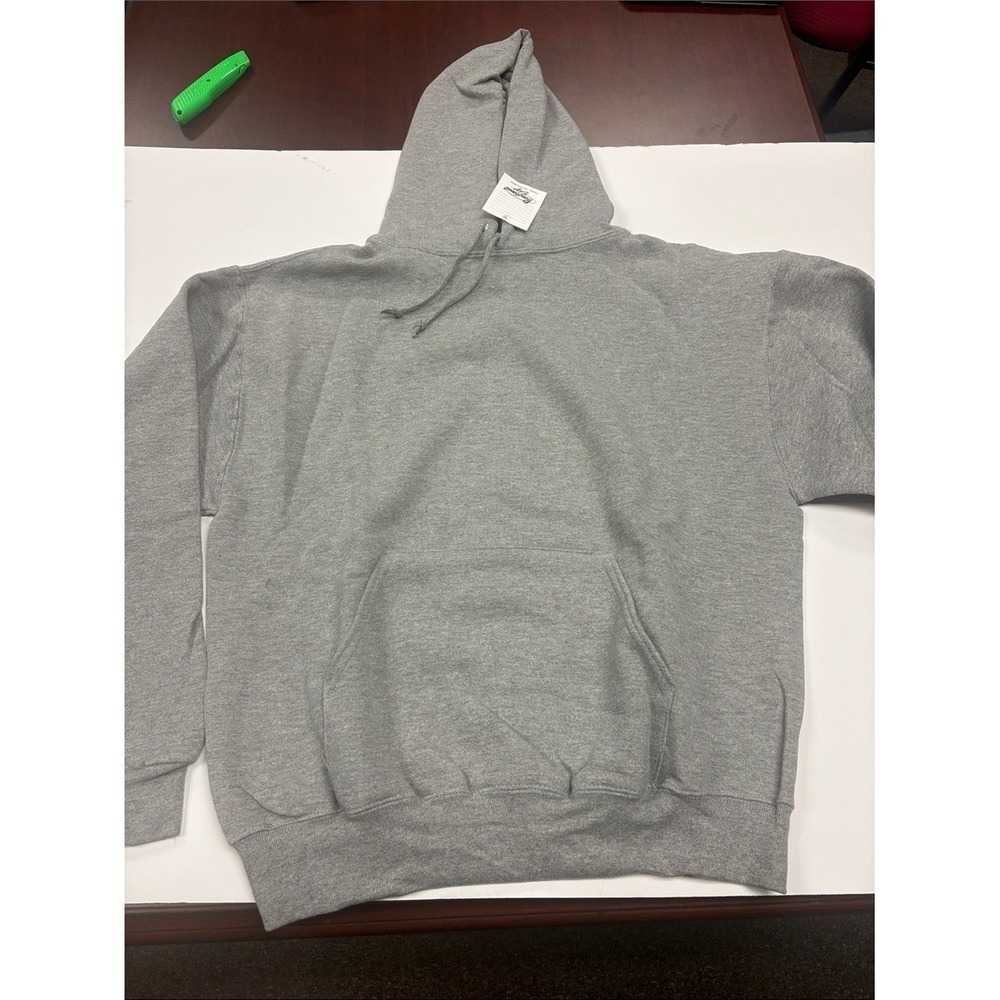 Jerzees Super Sweats NuBlend Gray Pullover Hoodie Mens Large Kangaroo Pocket